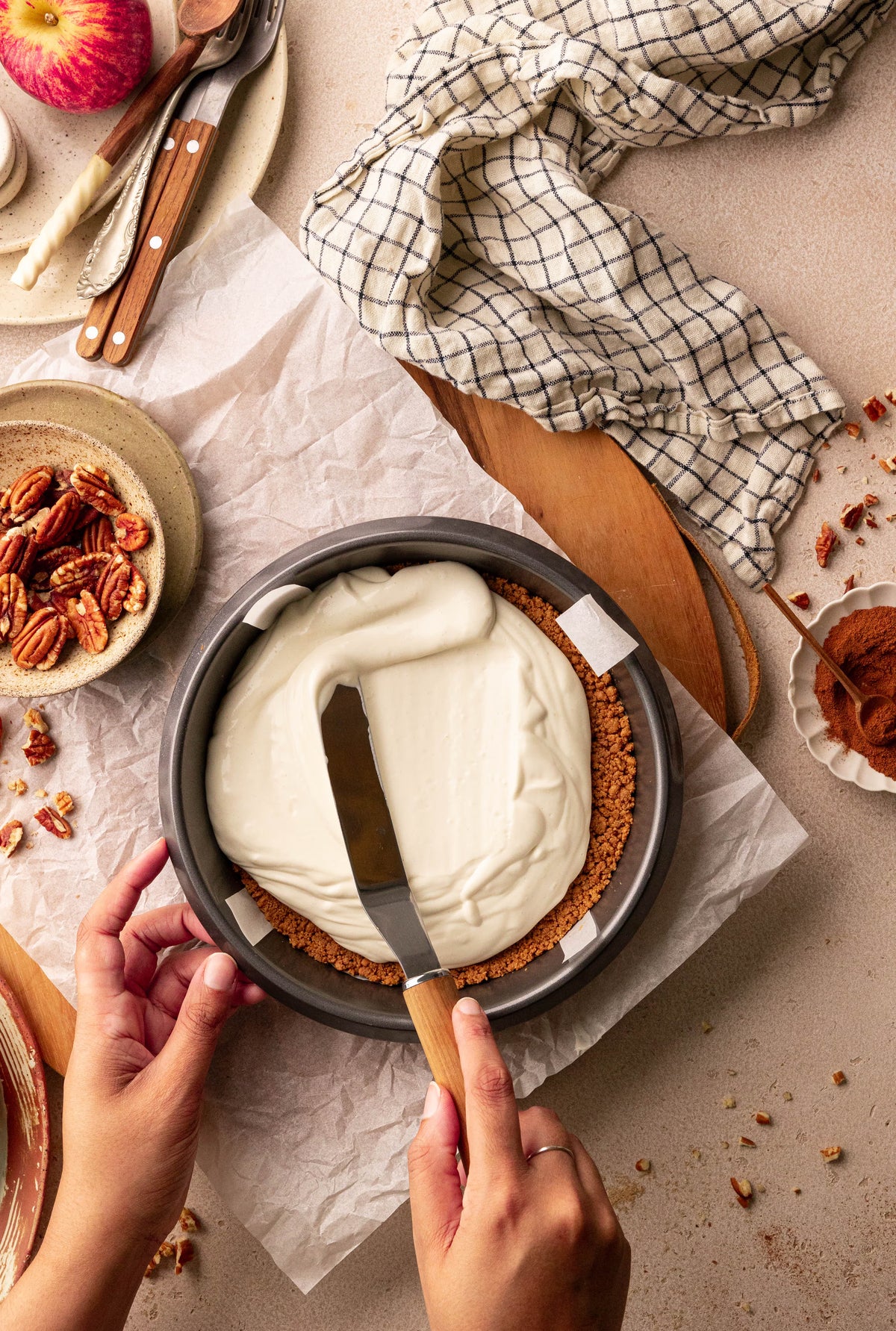 Caramelized Apple and Pecan No Bake Cheesecake