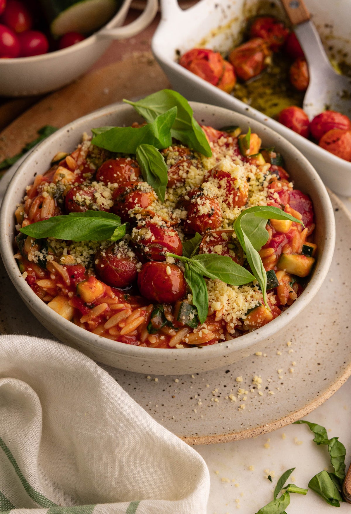 Creamy Tomato Orzo with Pesto