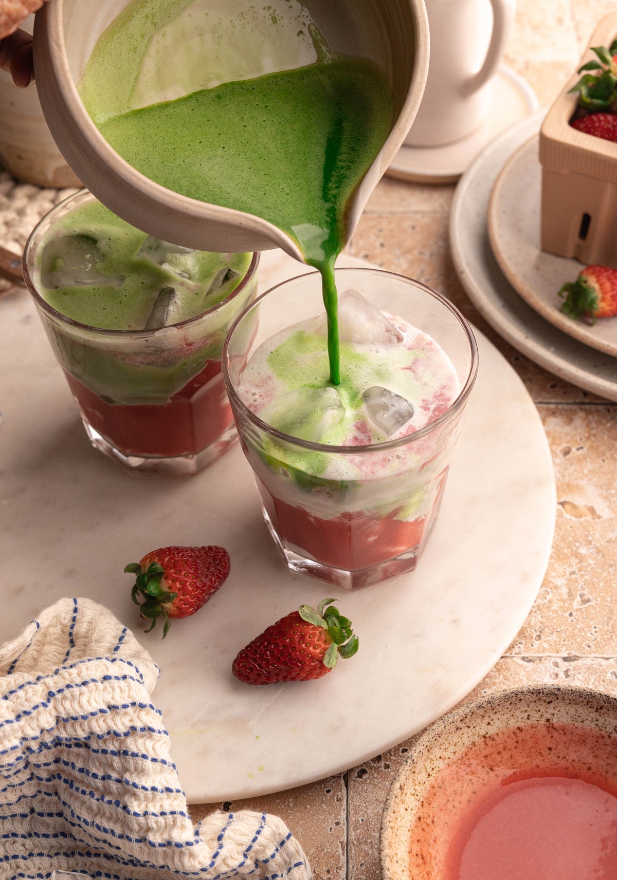 Strawberry Iced Matcha Latte