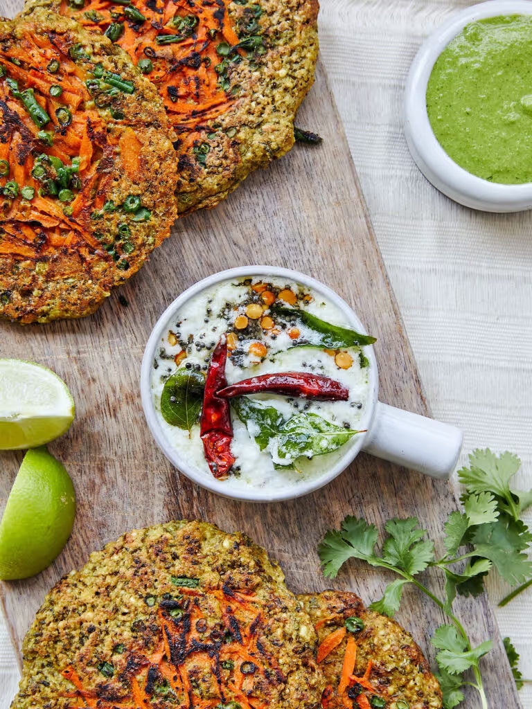 Vegan lentil & veggie pancakes