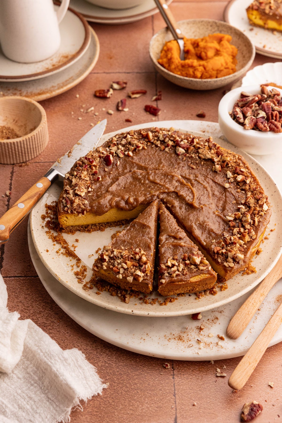 Creamy Baked Vegan Pumpkin Pie Cheesecake
