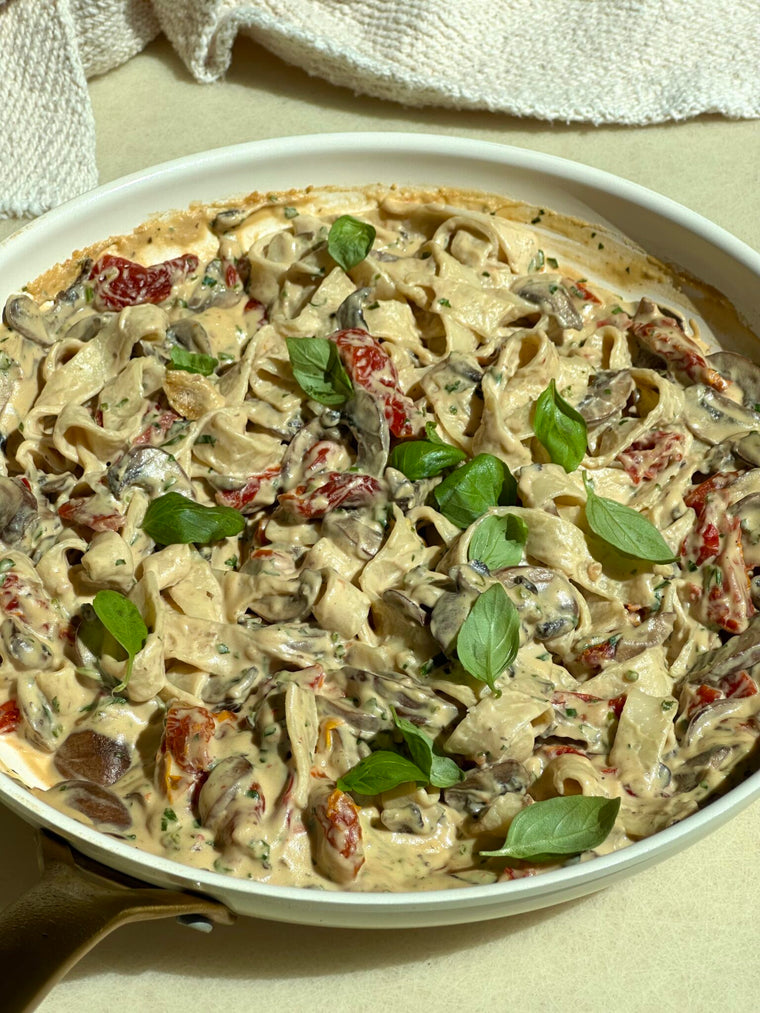 Creamy Mushroom Sun-dried Tomato Tagliatelle