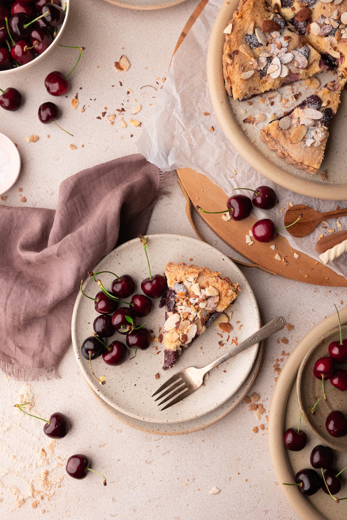 Vegan Cherry Bakewell Tart with Cashew Cream