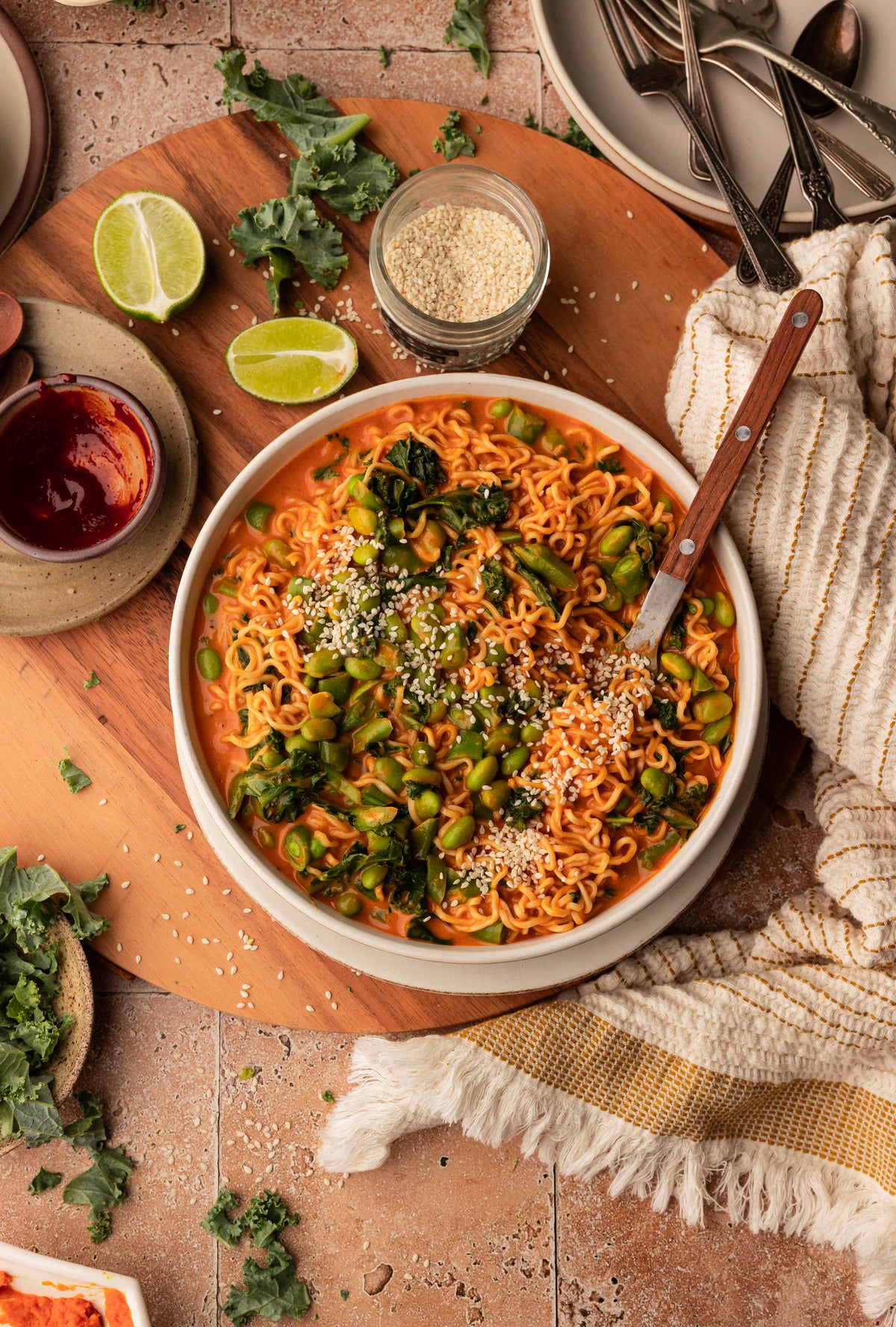 Quick Pumpkin Gochujang Noodles