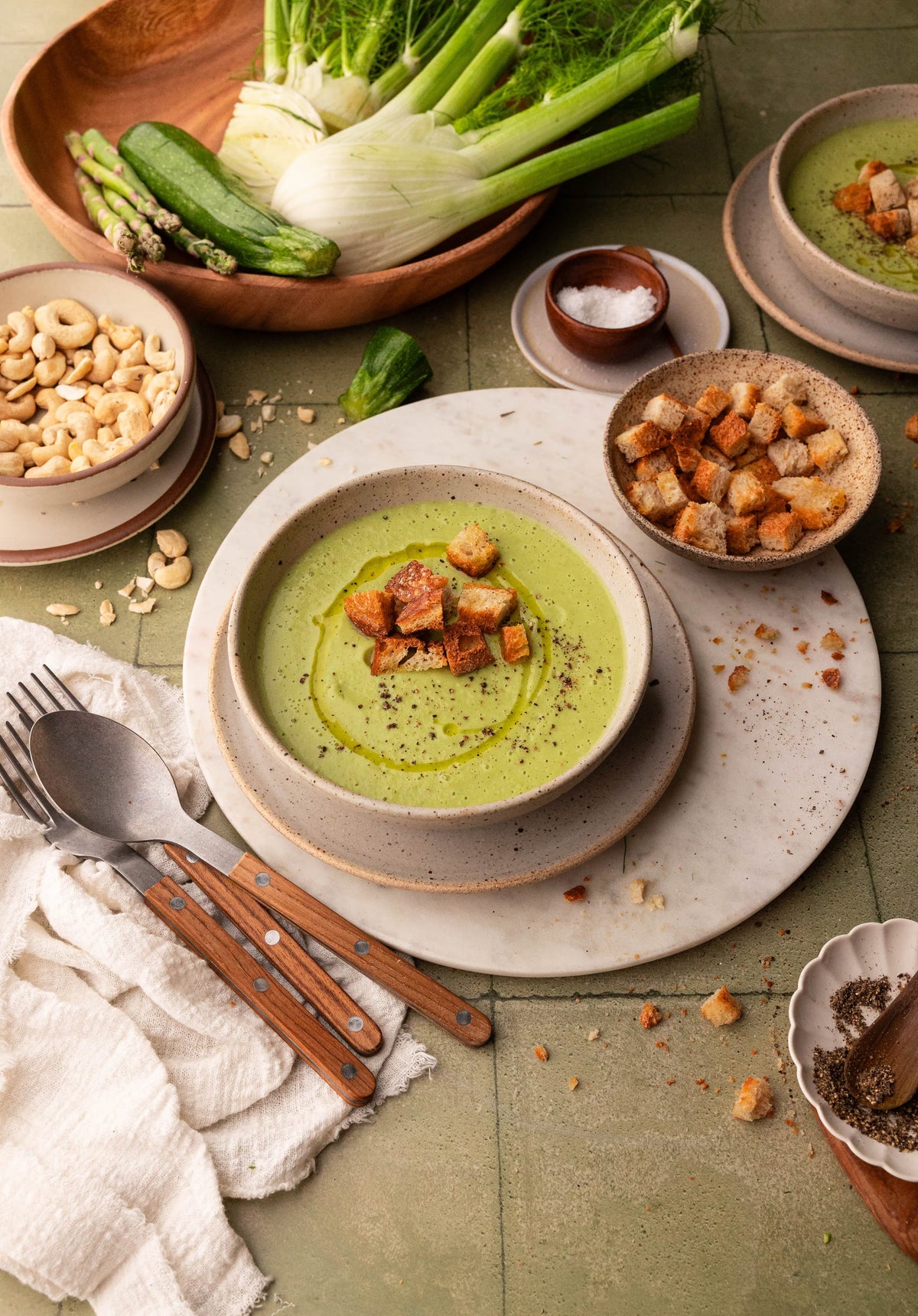 Spring Green Soup with Asparagus, Zucchini & Fennel (Vegan + Gluten-Free)