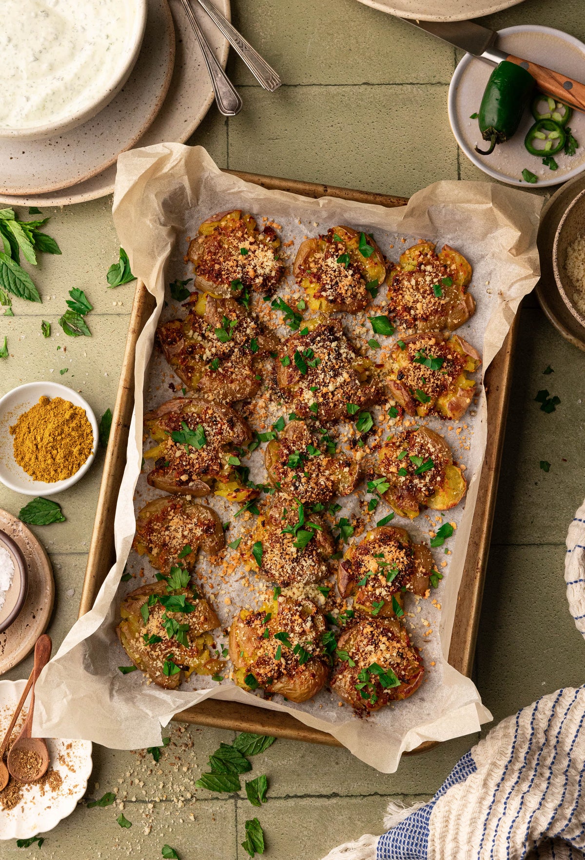 Crispy Smashed Masala Potatoes