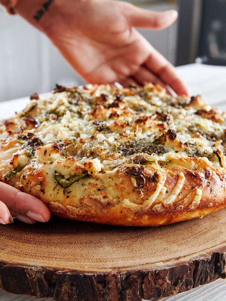 Cheesy Vegan Jalapeño Bread with Buttery Herb Topping