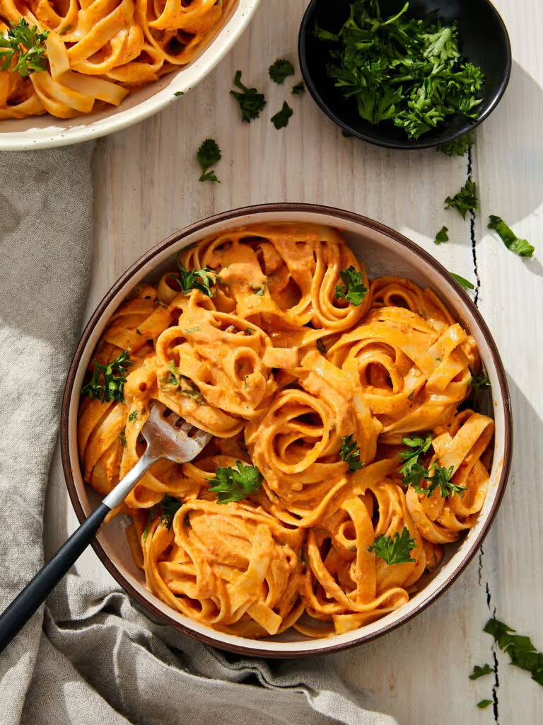 Roasted Red Pepper & Tahini Tagliatelle