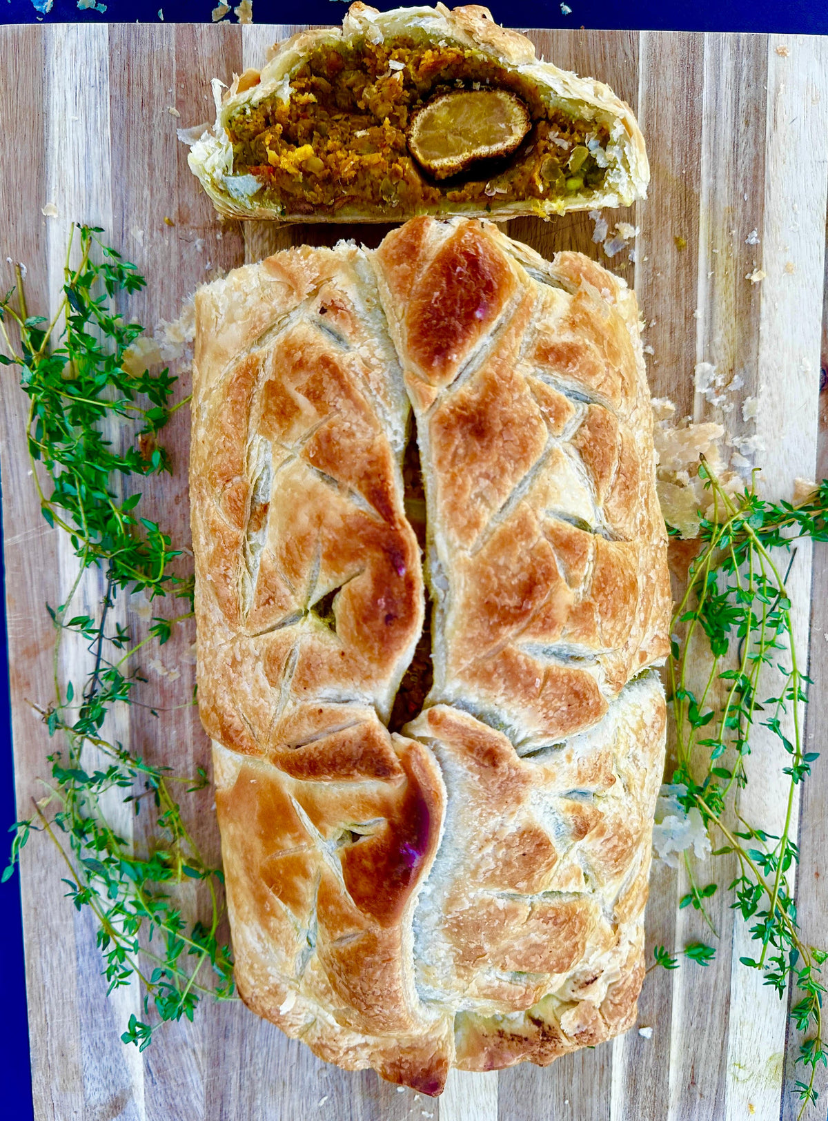 Hearty Curry Potato and Lentil Wellington