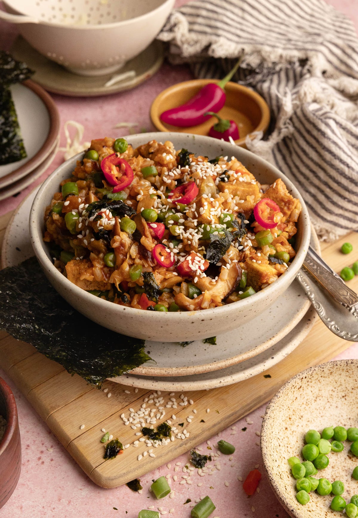 Quick Veggie Fried Rice with Crispy Tofu