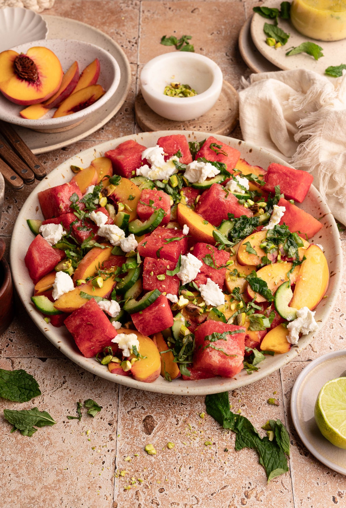 Refreshing Watermelon & Peach Salad