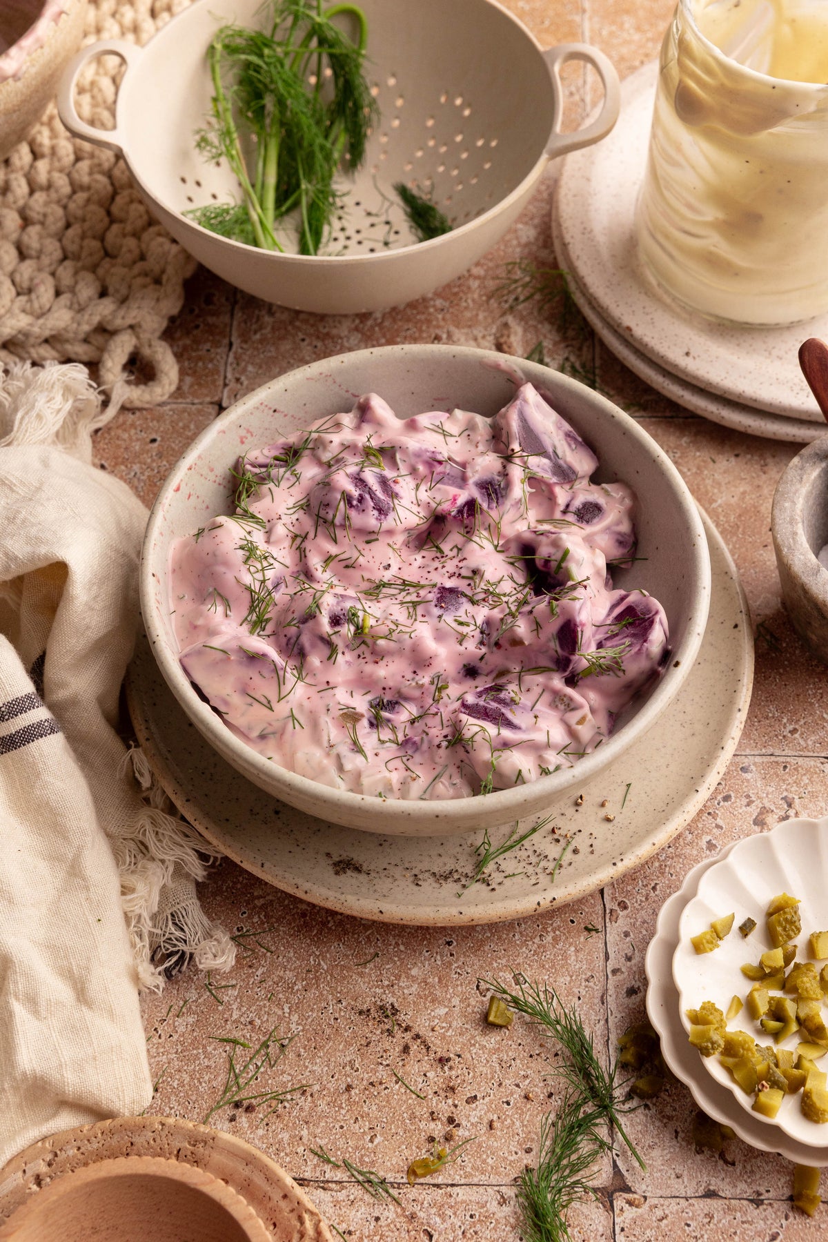 Fresh Beet and Herb Salad with Creamy Dressing