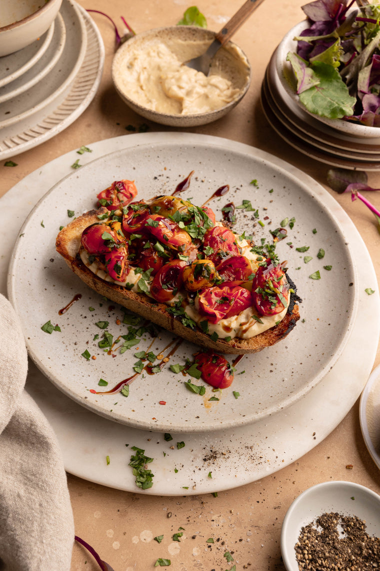 Charred Tomato and Hummus Toast