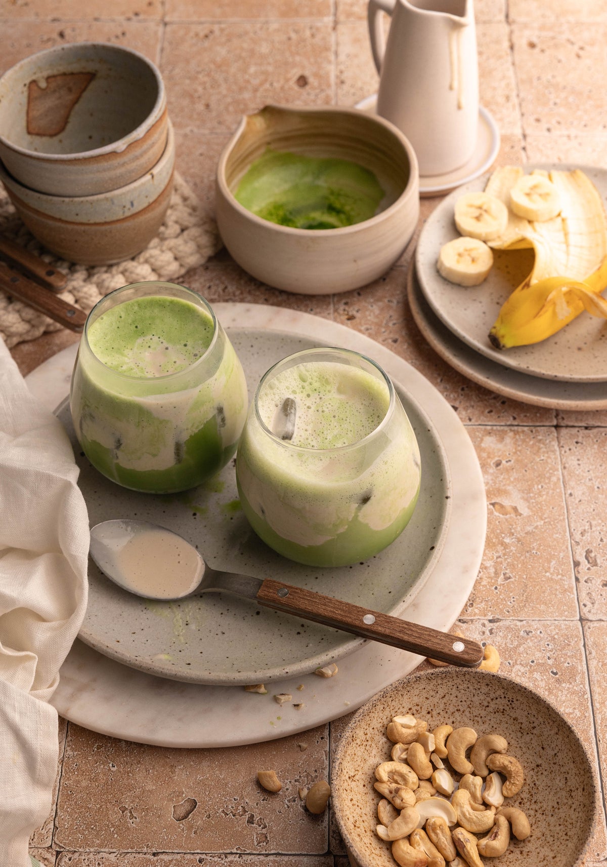 Creamy Vegan Iced Banana Matcha Latte