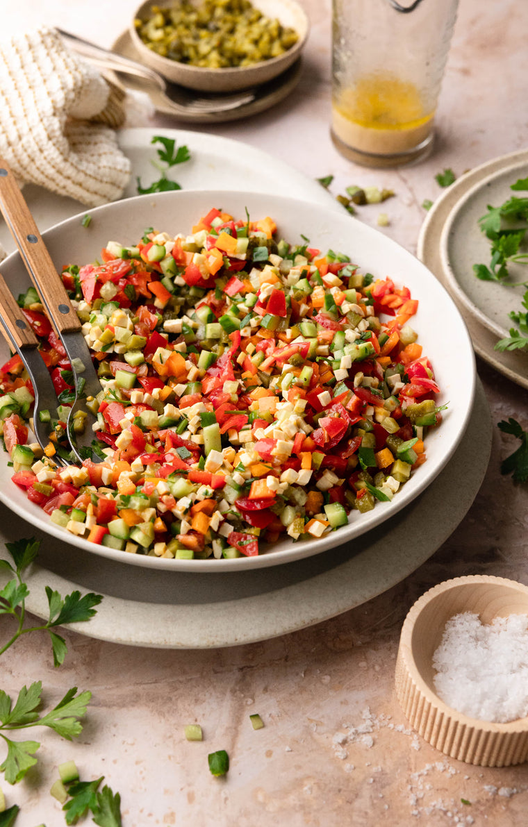 Shirazi Salad with golden tofu