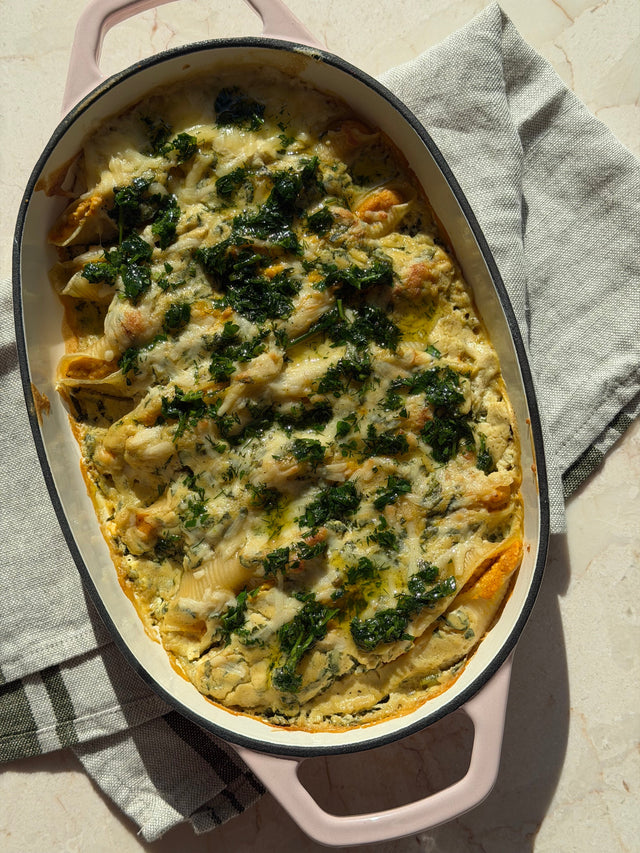 Pumpkin & Ricotta Stuffed Pasta Shells with Creamy Sage Bechamel